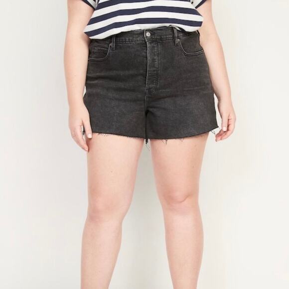 Old Navy Plus Women's Sky High A-Line Denim Jean Short 4X Washed Black - Picture 1 of 12